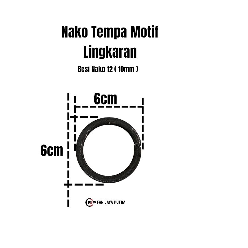Nako Tempa Motif Lingkaran ukuran 6cm besi nako 12 ( 10mm ) | Ornamen Nako Tempa Lingkaran 6cm | Aks