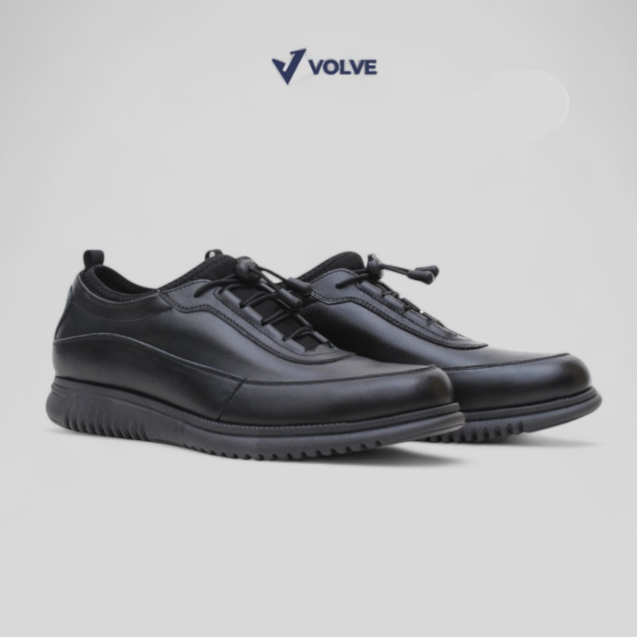 VOLVE WAVE BLACK LEATHER - Sepatu Pantofel Kulit Pria