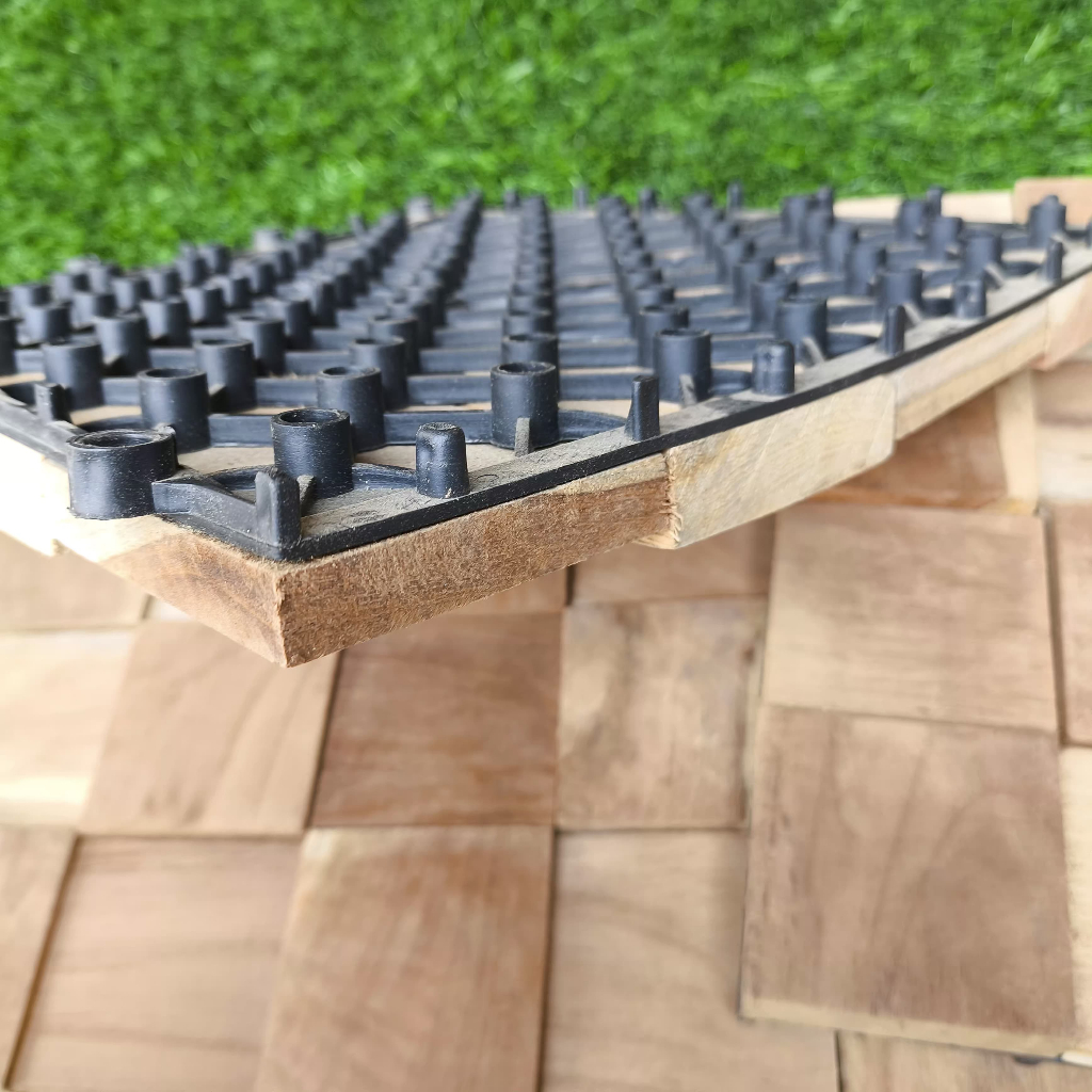 RB Wall Panel Jati Kotak 3D Wood Panel Hiasan Dinding Kayu Jati