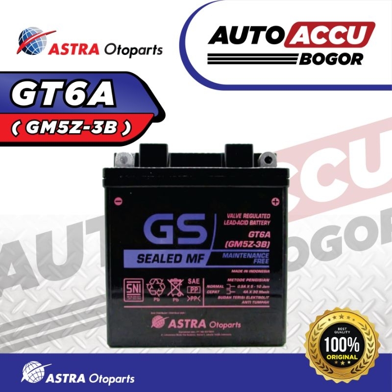 AKI/ACCU/BATTERY KERING GS ASTRA MF ORIGINAL ( GT6A / GM5Z-3B ) untuk motor MioKarbu,Mio Smile, Mio 