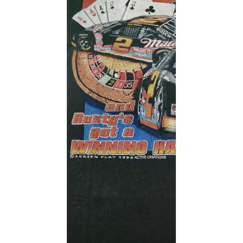 kaos nascar vintage original rusty wallace miller copy right 1996 kaos second murah kaos preloved mu