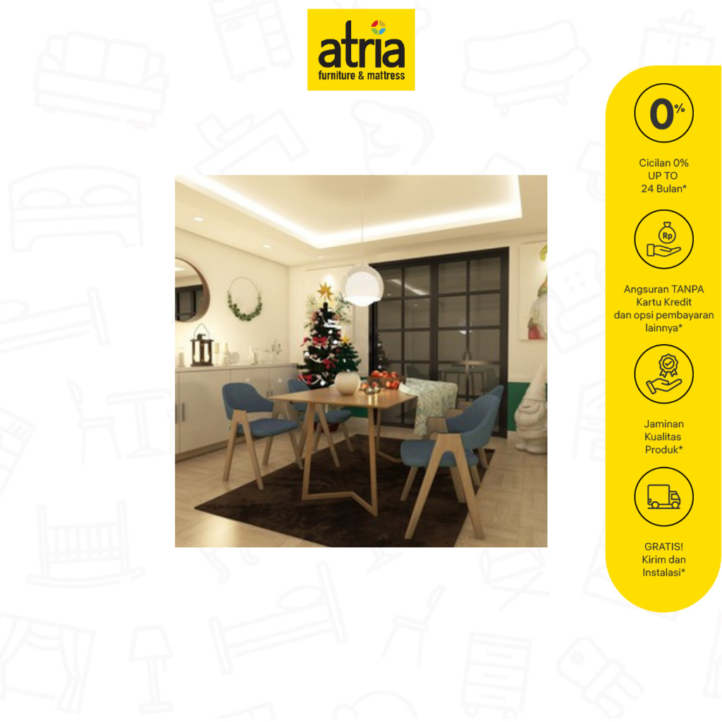 Atria Meja Makan Rectangular Set Axell + Nayla