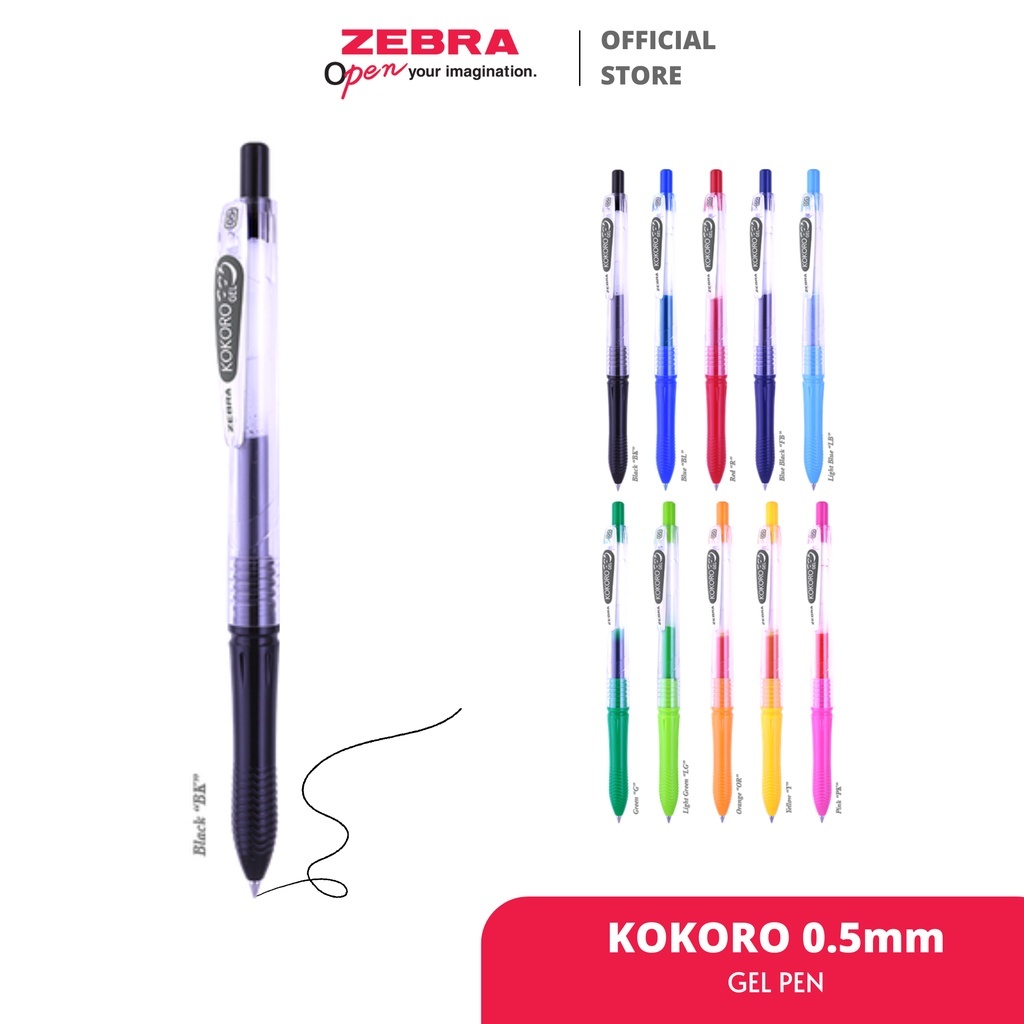 

RB Zebra Pulpen Gel KOKORO 0.5mm 12pcs / Pulpen Gel Kokoro Zebra Colours - 0.5 mm 1 lusin