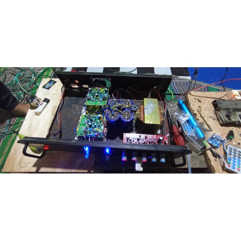 power amplifier setreo 10 amper ct 45  biasa fitur lengkap karaoke echo reverb(SUB-LOWMID PISAH)
