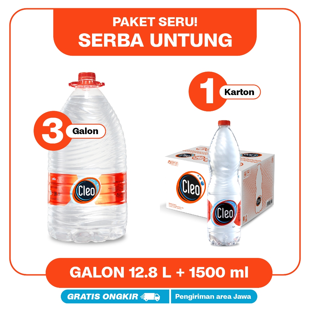 

Cleo Air Murni 1500ml 1 karton + 3 Galon 12,8L