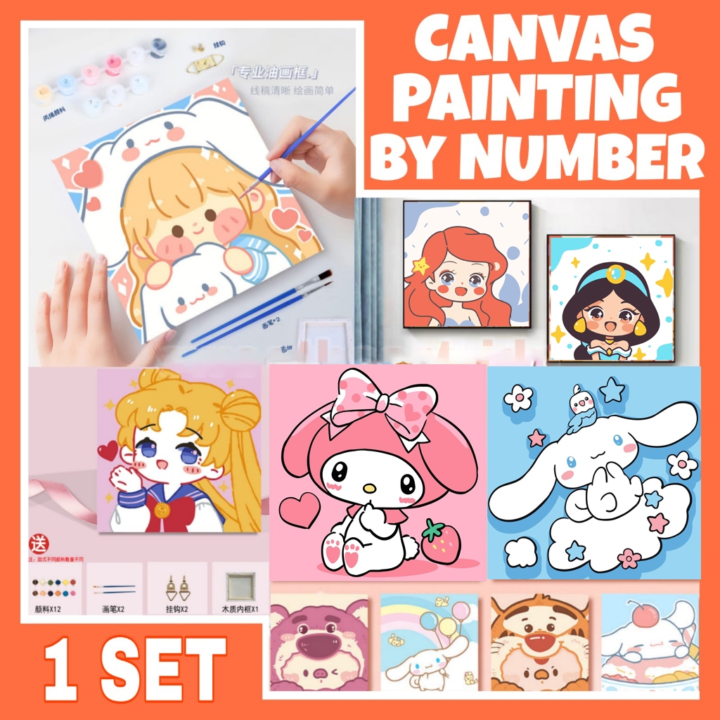 

【COD】Paint By Number 20x20cm Kit Kartun DIY Painting Kit Canvas Digital Melukis