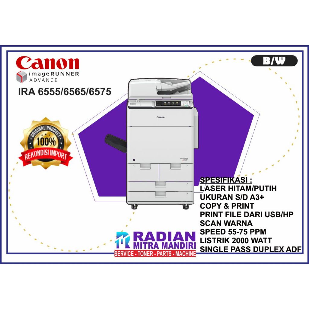 MESIN FOTOCOPY CANON IR ADVANCE 6575i REKONDISI IMPOR