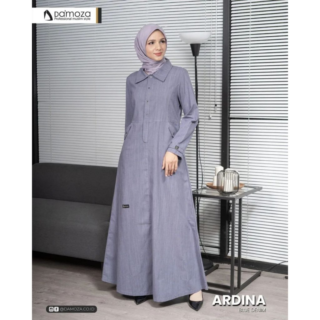 Gamis DAMOZA ARDINA BLUE DENIM | Gamis Katun ORI DAMOZA | COD