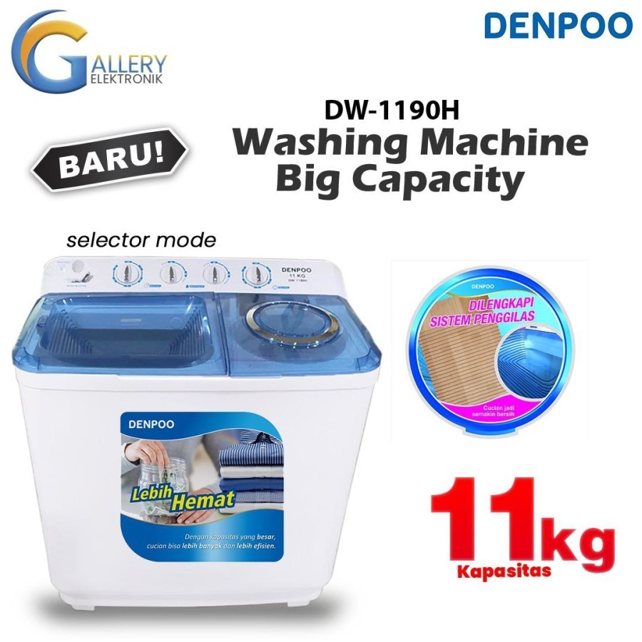 Mesin Cuci Denpoo DW 1190 11 KG - tabung stainless
