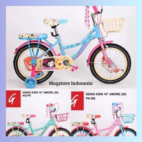 SEPEDA MINI ANAK PEREMPUAN 16 12 18 MINI GENIO AMORE - SEMUA SEPEDA MINI READY SEMUA WARNA - BERGARA