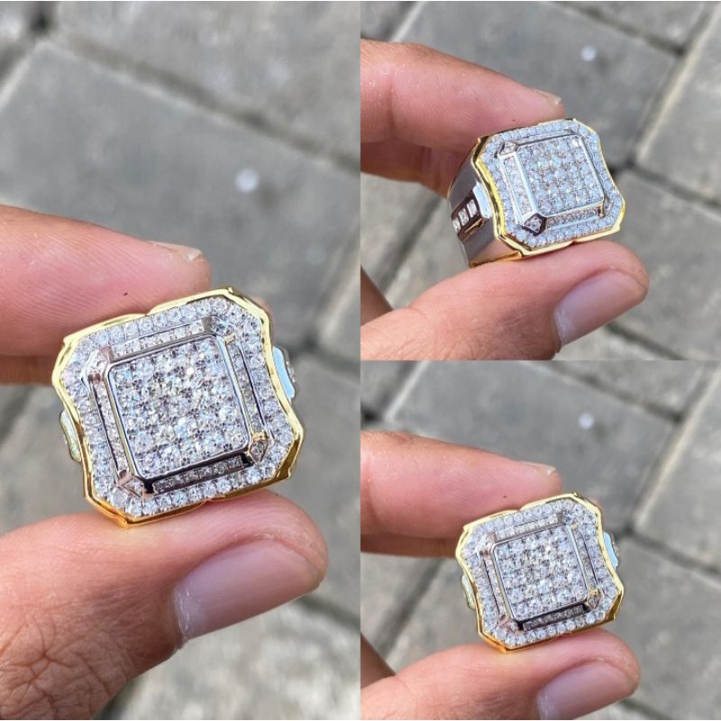 Cincin Berlian Pria Natural Berlian Banjar Asli Original Diamond Intan Perak Murah