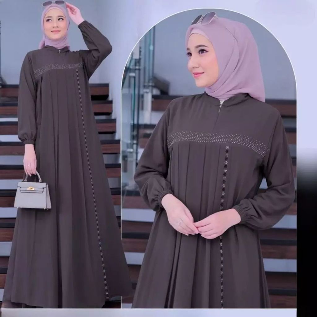 FATHIYAH id - Azzahra Dress M L XL Bahan Ceruty babydoll Full Furing / Baju Gamis Wanita Terbaru 202