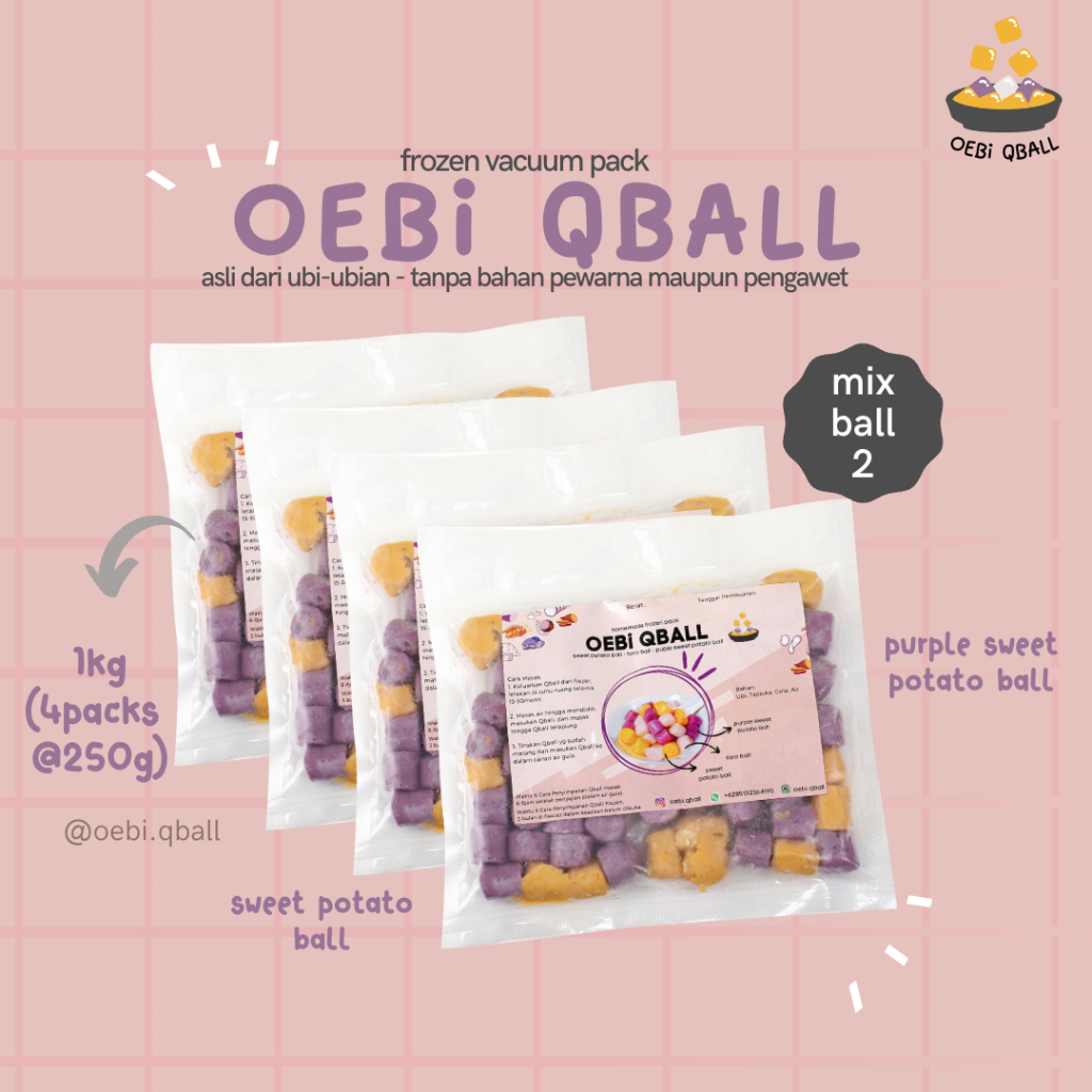 

taroball taiwan 芋圓 frozen mix ungu & orange 1000g with STEROFOAM