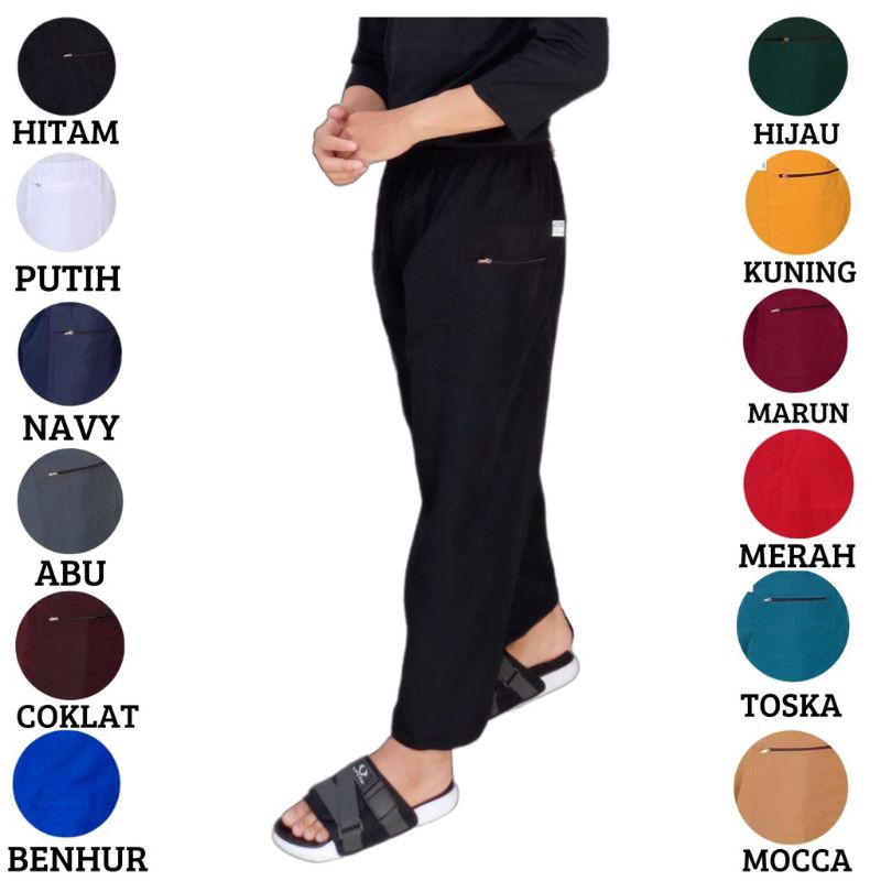 Celana Pangsi Pria Dewasa Hitam Polos Sirwal Komprang Bahan Katun