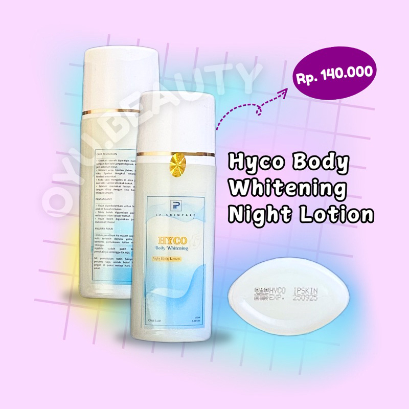 [IPUNG] Hyco Body Whitening Night Loiton Hb Malam Pemutih Badan Hyco