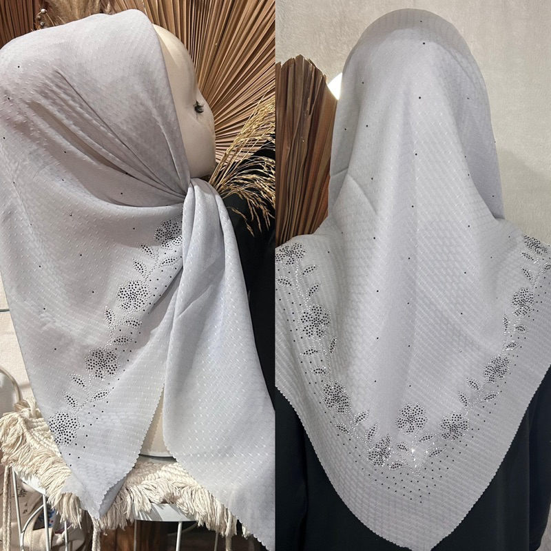 hijab payet tabur bunga kristal kombinasi motif terbaru