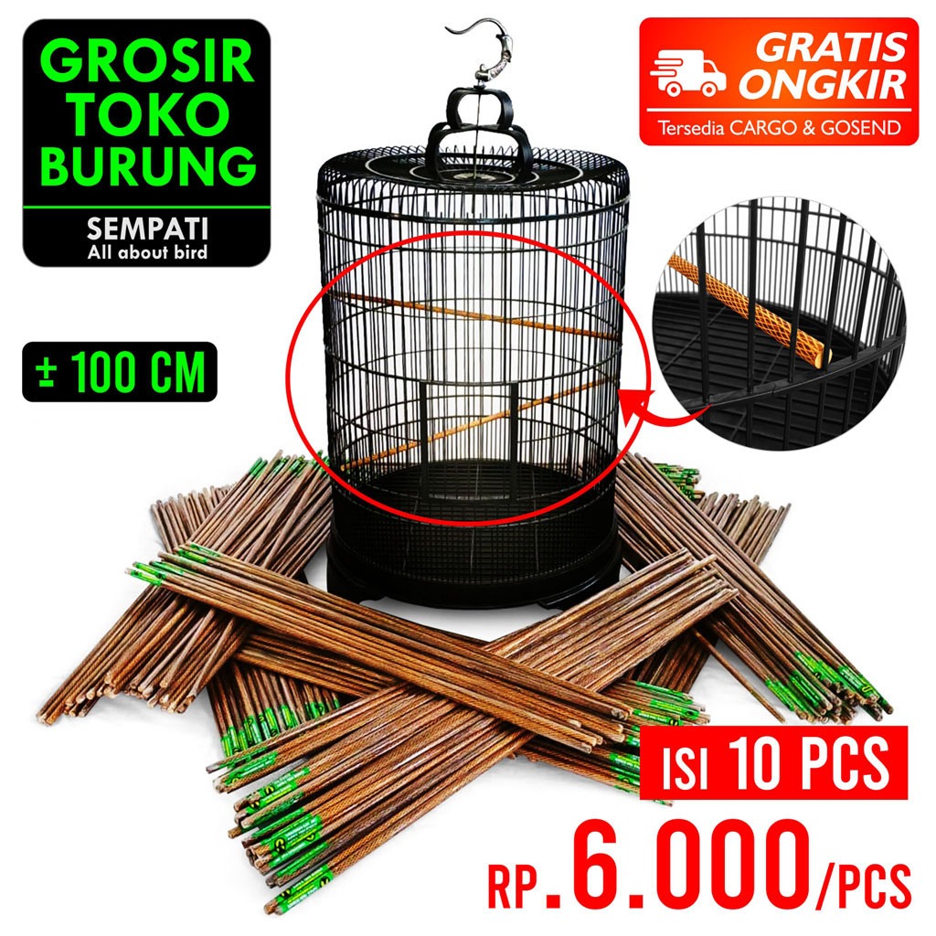 SEMPATI GROSIR Tangkringan Murai Bakar Motif Sisik Ular Salak Nanas 100cm 1 Meter Isi 10 Pcs Tangkri