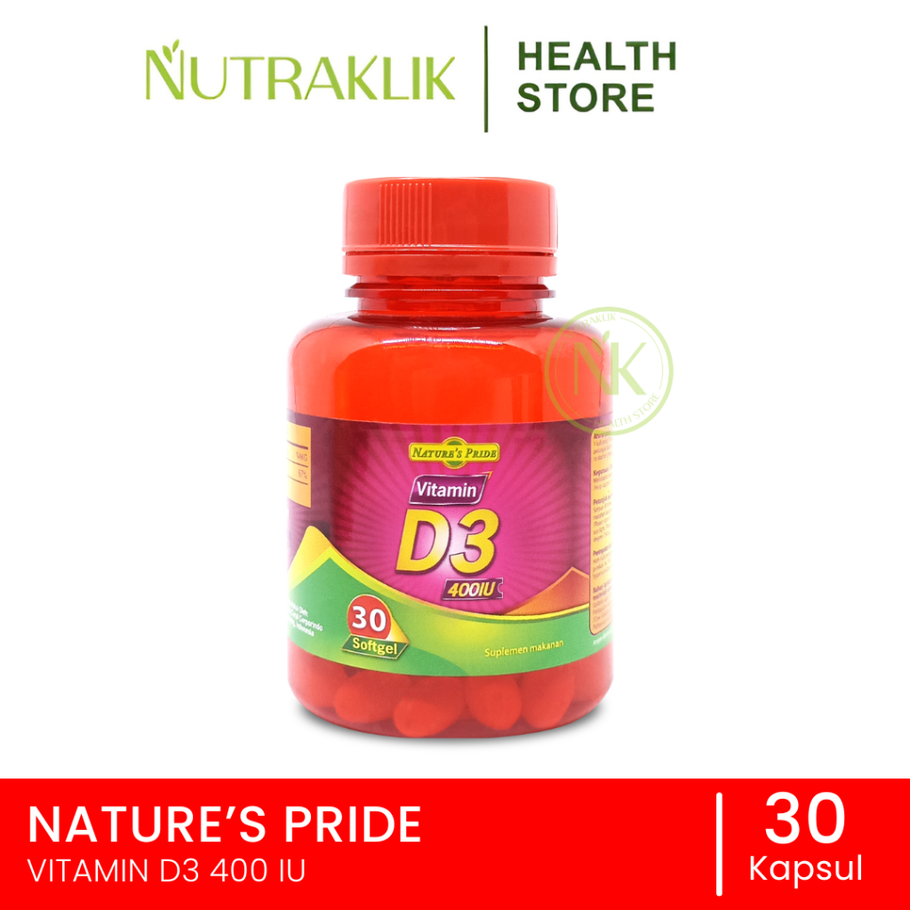 NATURE'S PRIDE VITAMIN D3 400 IU ISI 30 & 100 SOFTGEL - SUPLEMEN KESEHATAN