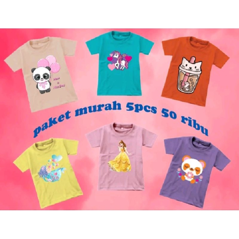 paketan baju kaos anak cewek cowok gaul
