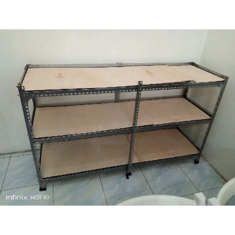 rak besi siku lubang t175 p200 L30cm 3 susun 6 tiang