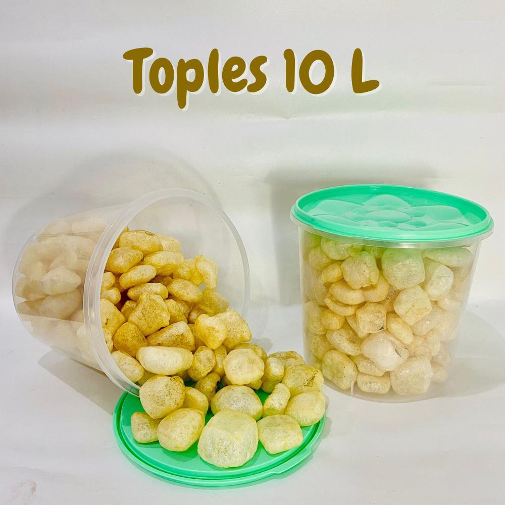 

Paket 2 Kerupuk Kulit Sapi Kemasan Toples 10 Liter, Rasa Original Asin Gurih Pedas Daun Jeruk Balado