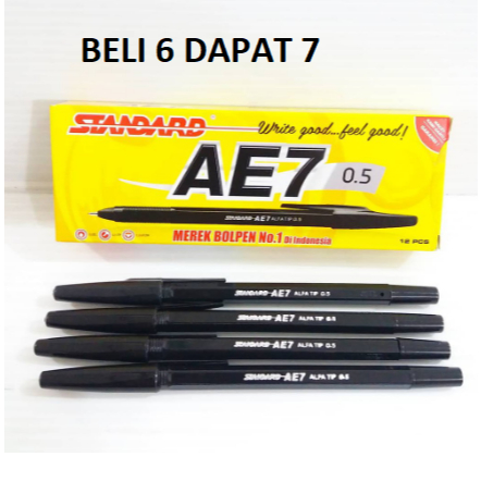 

Pen Standard AE7 / Pulpen Standart / BOLPEN AE7 FINE 0.5 BLACK PACK STANDARD / BOLPEN STANDARD