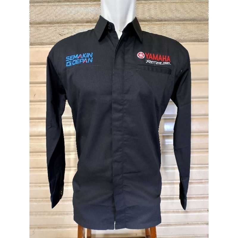 Kemeja YAMAHA SEMAKIN DIDEPAN Baju Yamaha Hitam Lengan Panjang