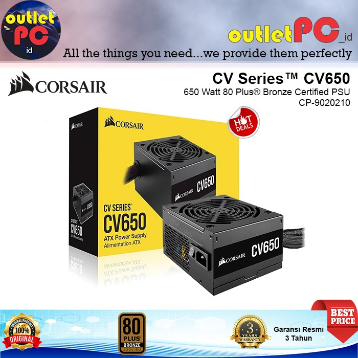 CORSAIR PSU CV650 650Watt 80+ Bronze Power Supply Unit CV 650 CV-650 650W