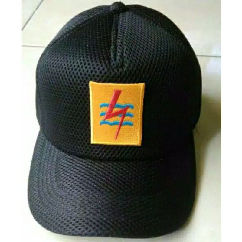 Topi logo PLN bahan jaring