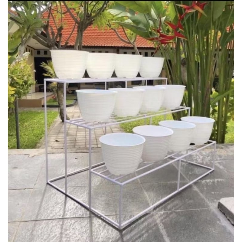 standing pot  / Rak bunga besi susun 3 / rak bunga