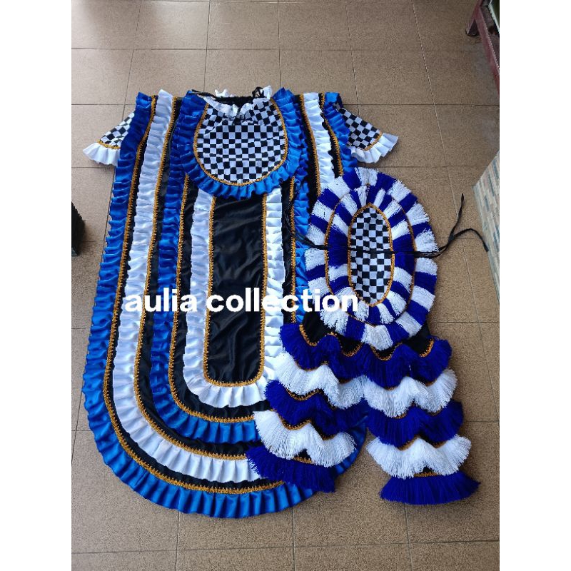 celana+kemul barongan ukuran dewasa warna biru tua putih