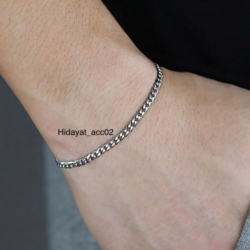 VALUE PACK gelang tangan Titanium pria gelang tangan rantai kecil gelang tangan silver gold hitam