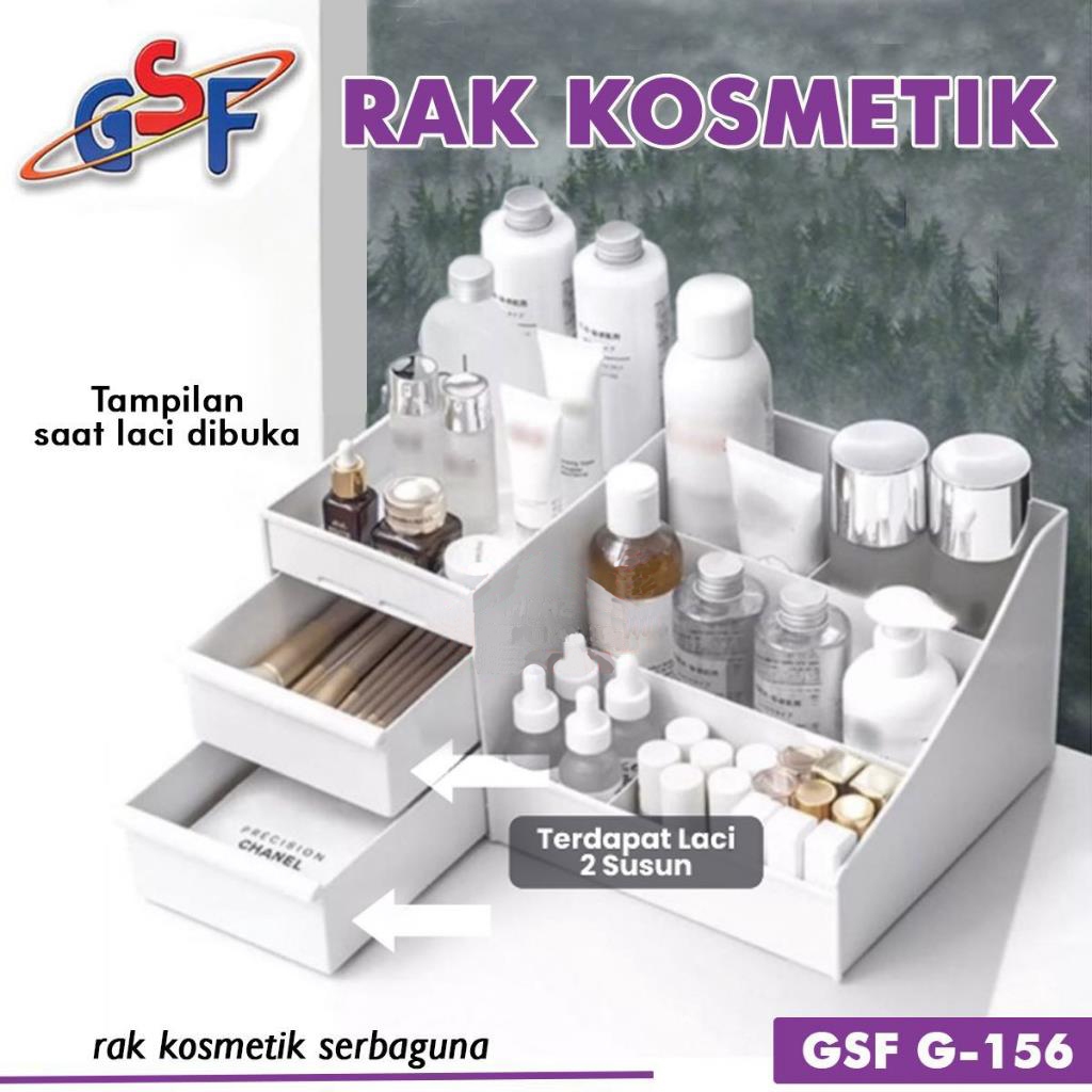Rak Kosmetik 2 Laci Serbaguna GSF/ Tempat Make Up Aksesoris Plastik