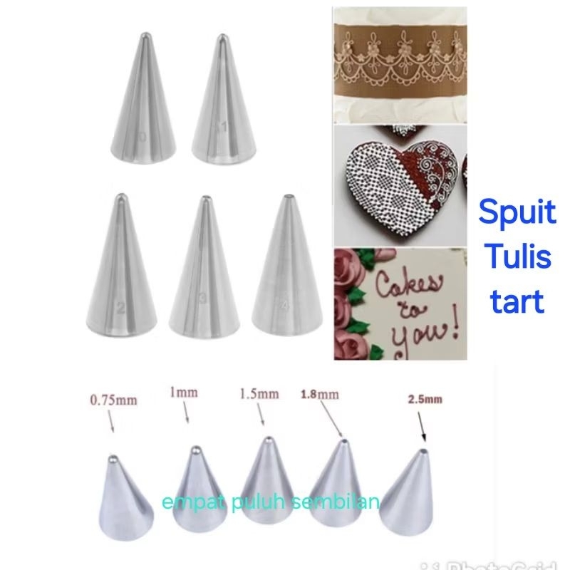 spuit tulis tart set - spuit bulat kecil - spuit dekorasi kue