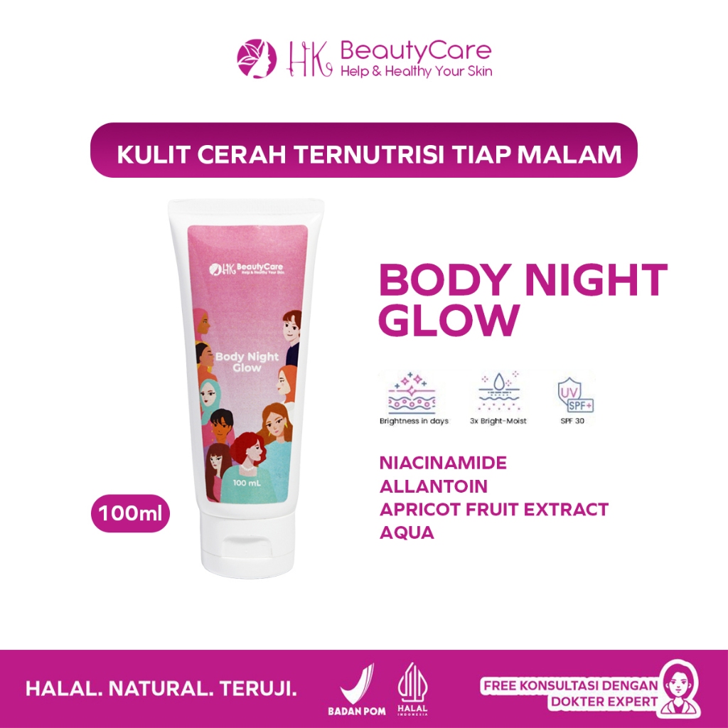 Hk Beautycare Body Night Glow Lotion 100ml- Body Serum Untuk Malam Hari