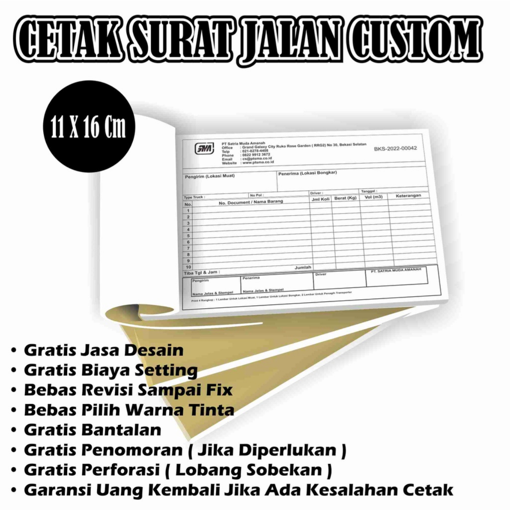 

Surat Jalan Custom Ukuran 10x16, Nota / Kwitansi 1 / 2 play dll