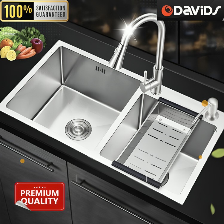 Thebettles Tempat Cuci Piring Bak Wastafel Sink Westafel Dapur Stainless 2 Lubang Minimalis