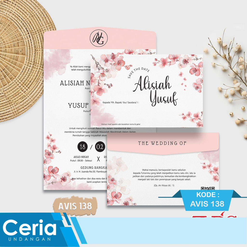 Blangko Undangan Pernikahan atau Undangan Nikah Murah Merek Avis 138 Free File Setting
