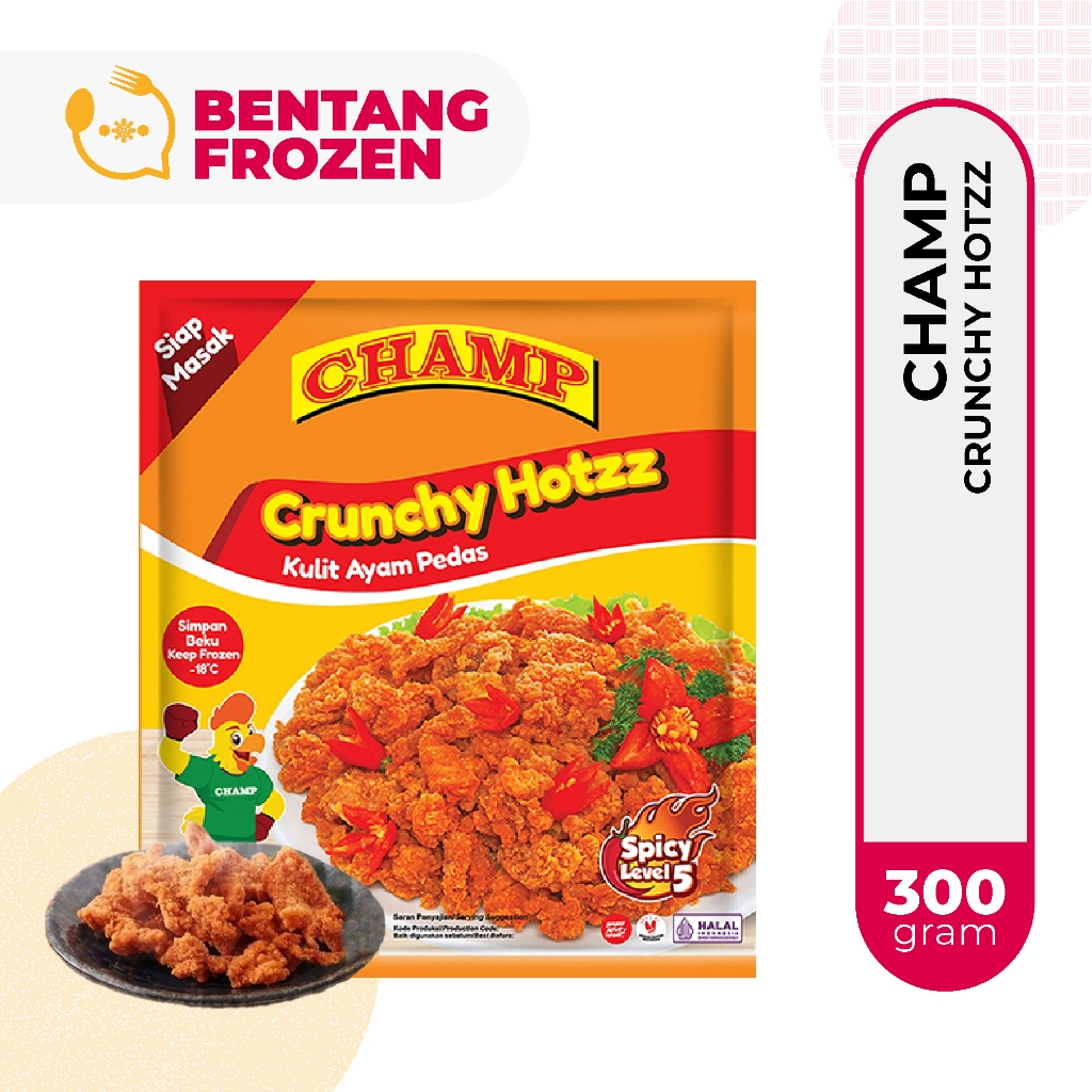 

Champ Crunchy Hotzz 300gr / Kulit Ayam Pedas