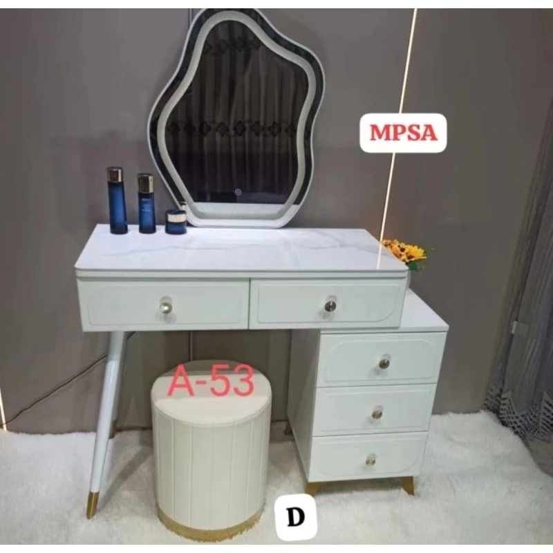 Meja rias import lampu LED cermin bulat A-053