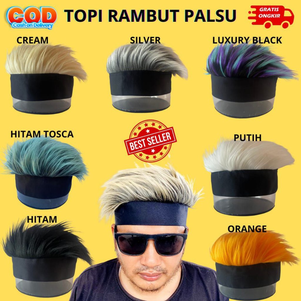 Topi Rambut Palsu | Wig Rambut Pria | Wig Rambut Pria | Topi Rambut