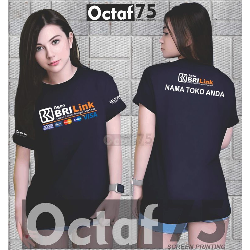 Kaos Agen BRILINK Free Nama Toko anda. Untuk pria wanita. Kombed 30s pria wanita