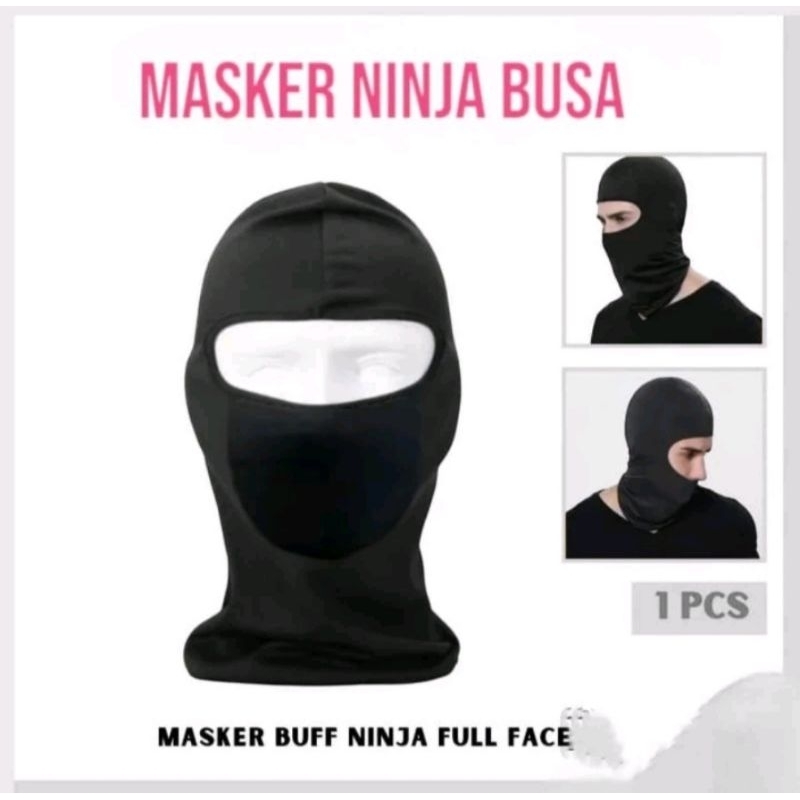 MASKER NINJA FULL MOTOR PRIA/ TOPI MASKER NINJA HITAM POLOS BUSA