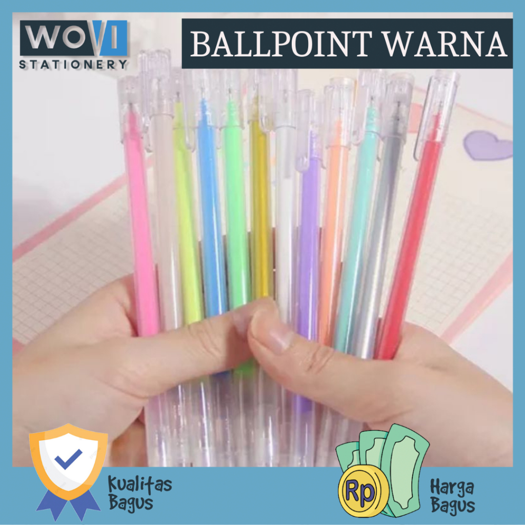 

[WOVI STATIONERY] Ballpoint Gel Glitter Metalik 0.9mm Warna Warni / Ballpoint Gel Silver, Gold, Whte, Red, Blue, Orange [PCS]