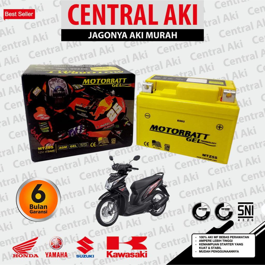 Aki Motor Beat FI Beat Karbu MOTORBATT MTZ5S Aki Kering