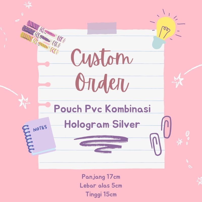 Custom Order Pouch Pvc Kombinasi Hologram Silver