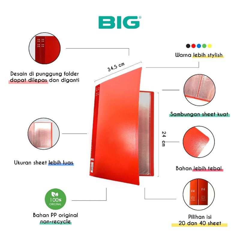 

Clear Holder Map Holder Dokumen Keeper 20-40 Pocket F4 Folio BIG CH-8805 | CH-8806