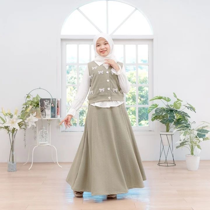 Setelan anak Perempuan tanggung Usia 8 9 10 11 12 tahun Shakira Set Kids 3in1 Bahan Knitte Florencia