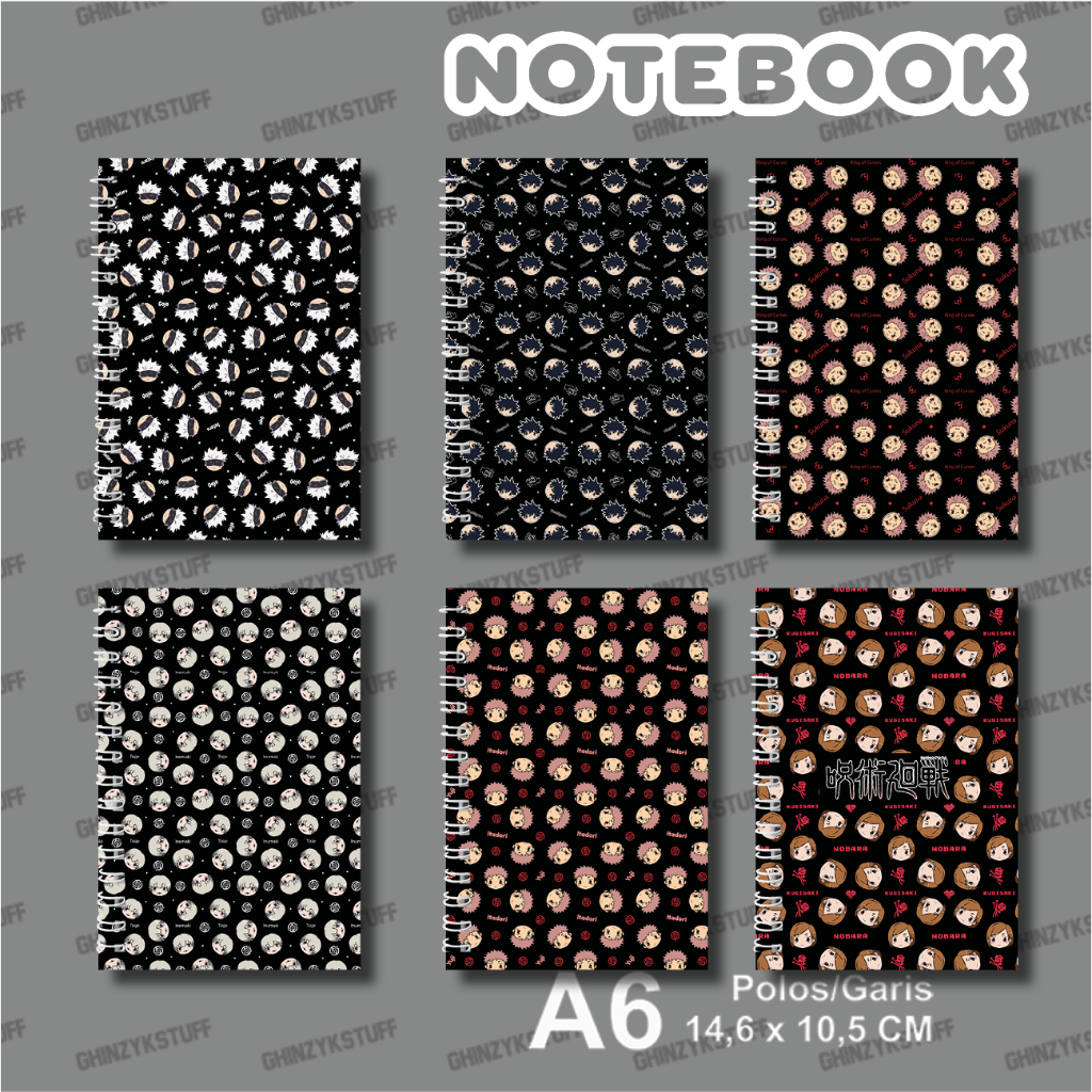

Notebook Anime Ukuran A6 10,5 cm x 14,8 cm Jujutsu Kaisen Seri 3 Pattern YOTAKUSHOP