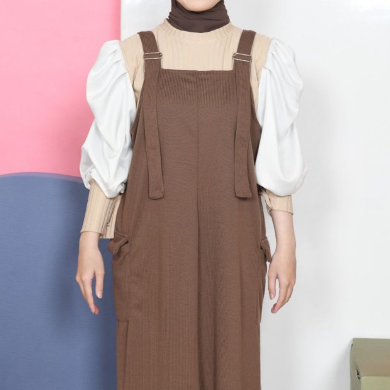 Tasyaest Overall Cargo Dress - Overall Rok Kekinian - Dress Muslim Wanita